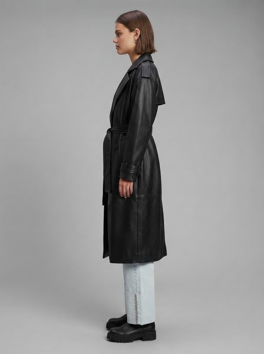 Selene Faux Leather Trench