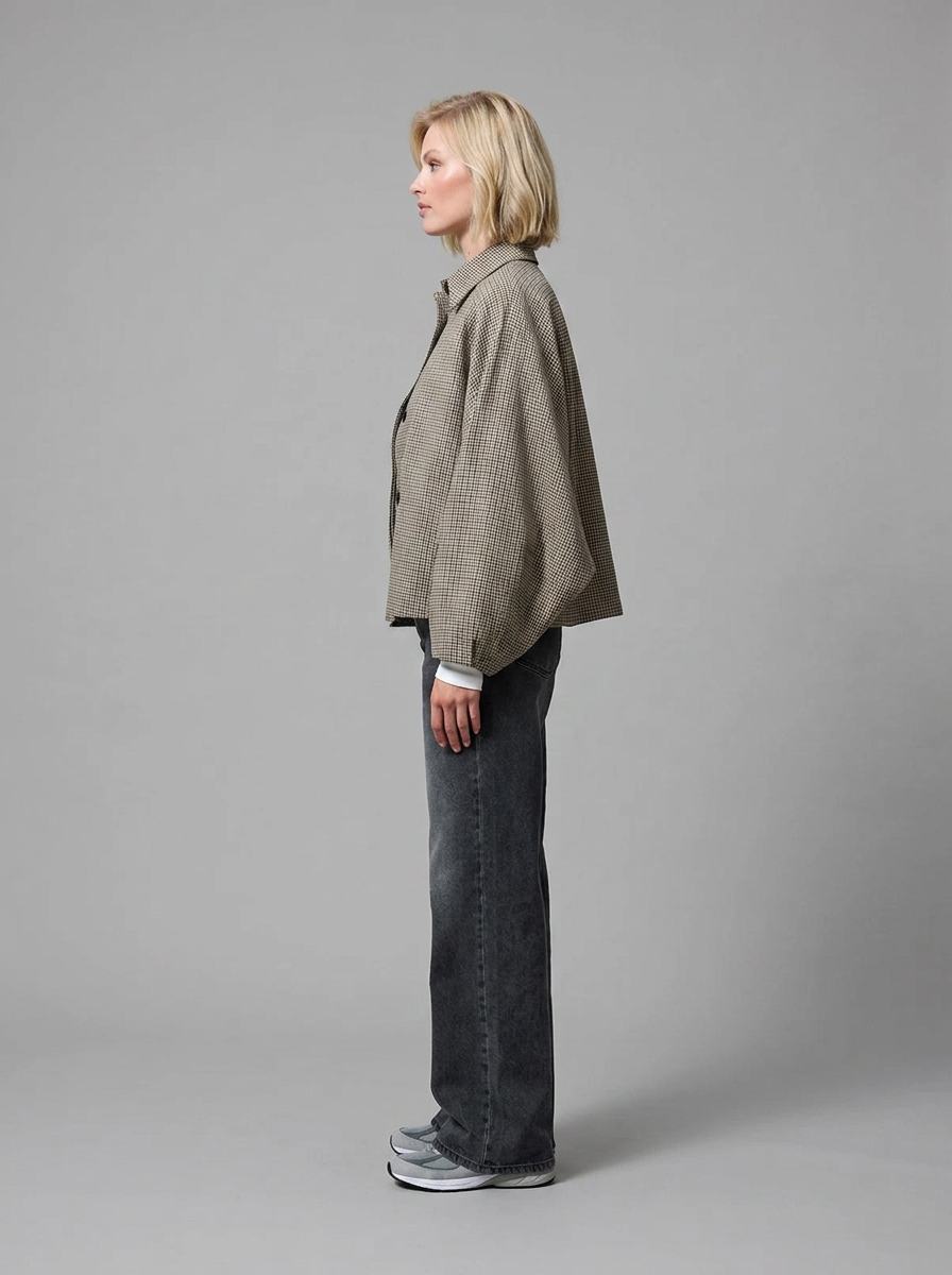 Check cape jacket