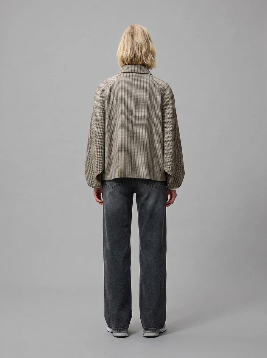 Check cape jacket