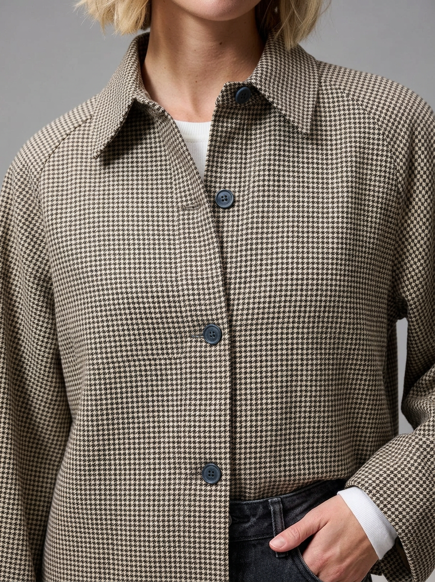 Check cape jacket