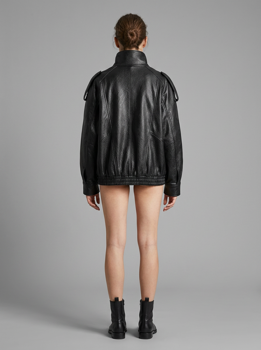Noir | Faux Leather Biker Jacket