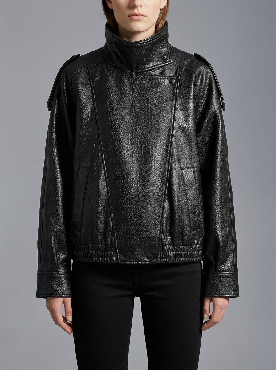 Noir | Faux Leather Biker Jacket