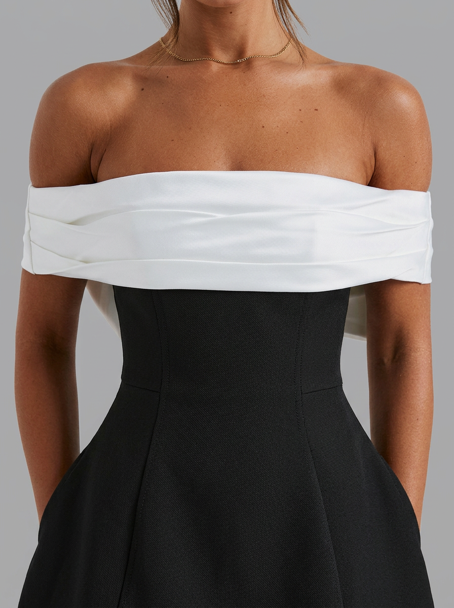 Delfina | Contrast Bardot Bubble Mini Dress
