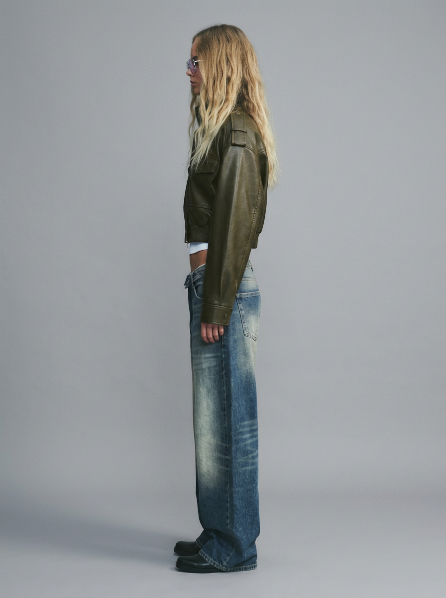 Rhea Cropped Leather Jacket