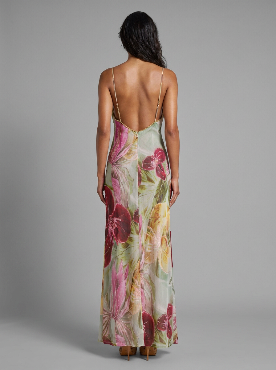 Dahlia Beaded Chiffon Maxi Dress