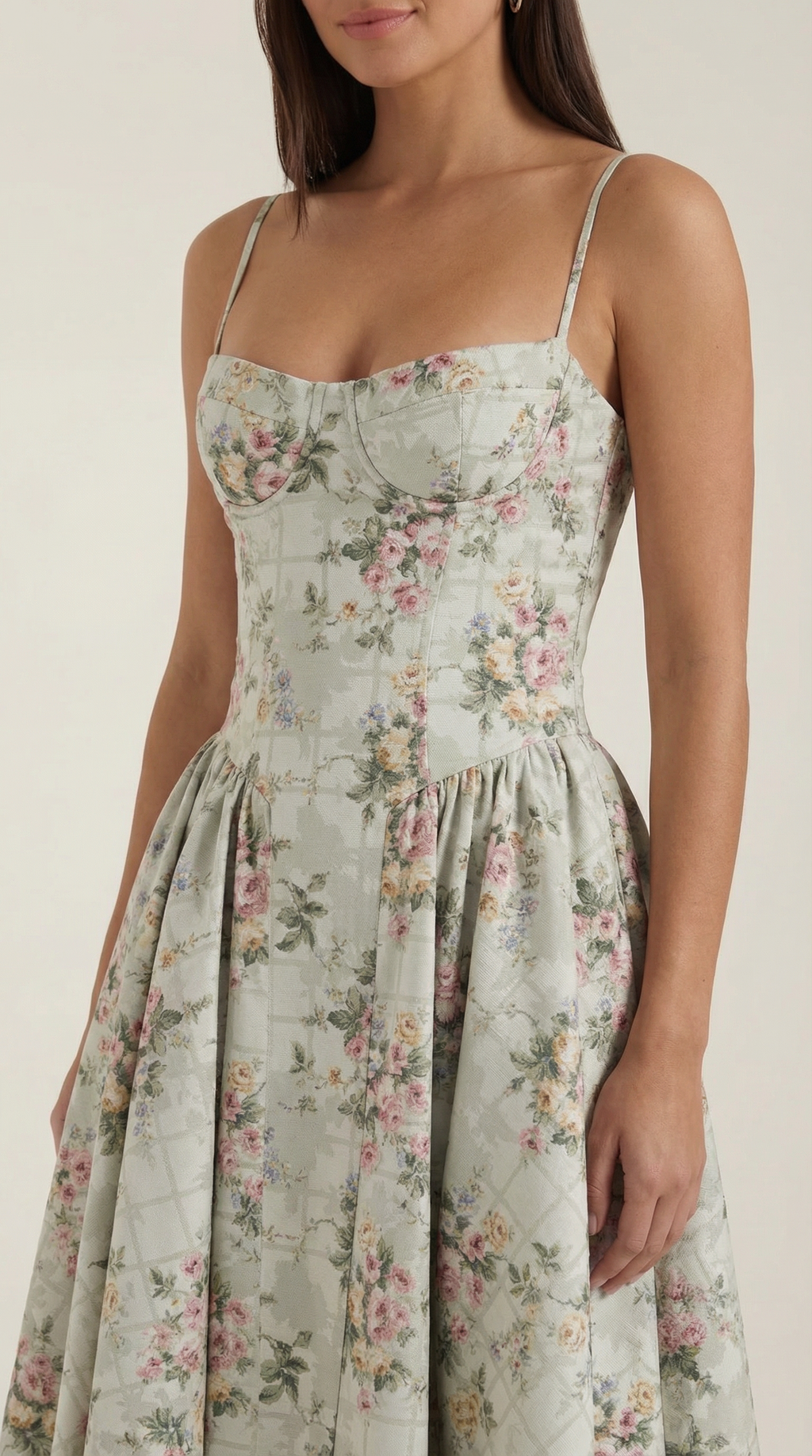 Ulva Floral Corset Midi Dress